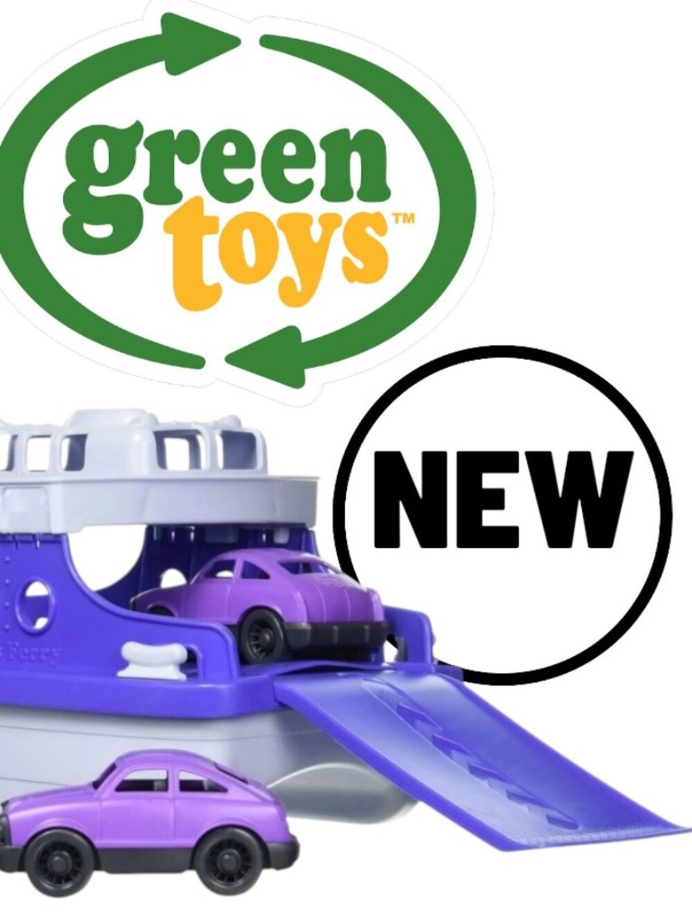 NEW Green Toys Ferry Boat Bath Tub Toys Water Toy with Cars Purple White Toy NEW